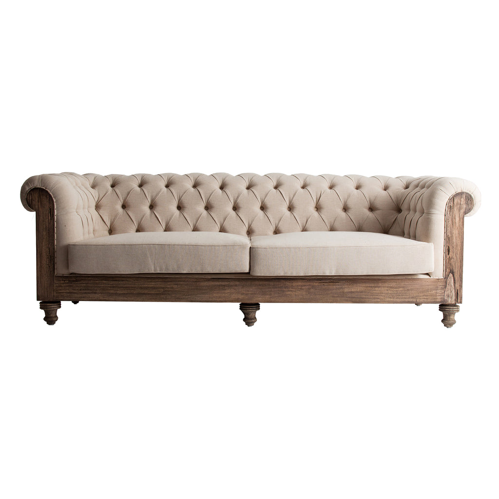Handgefertigtes Vintage Chesterfield Sofa in Beige 
