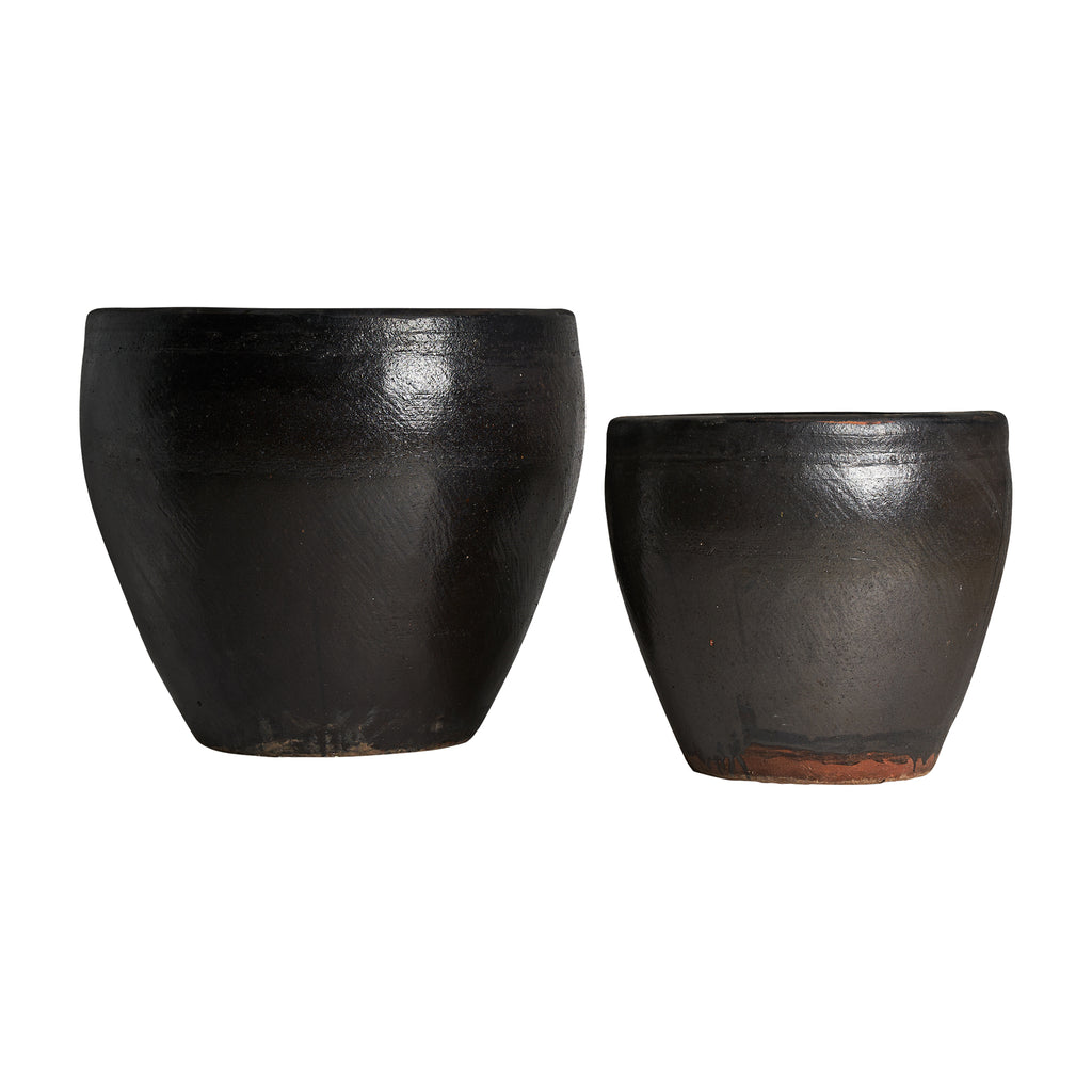 Handgefertigte Schwarze Amphoren aus Keramik im 2er Set -Large-