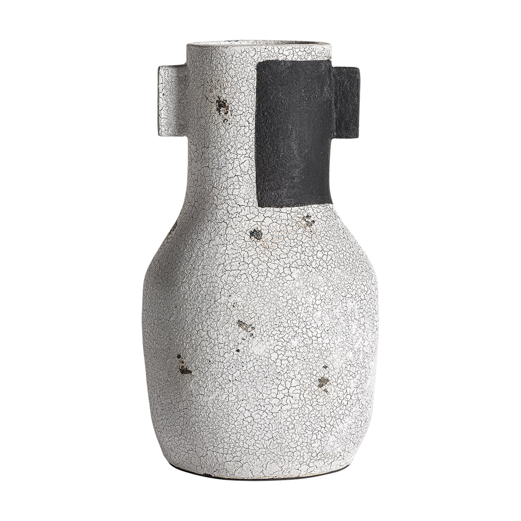 Schwarzweisse Terrakotta Vase im Contemporary Design
