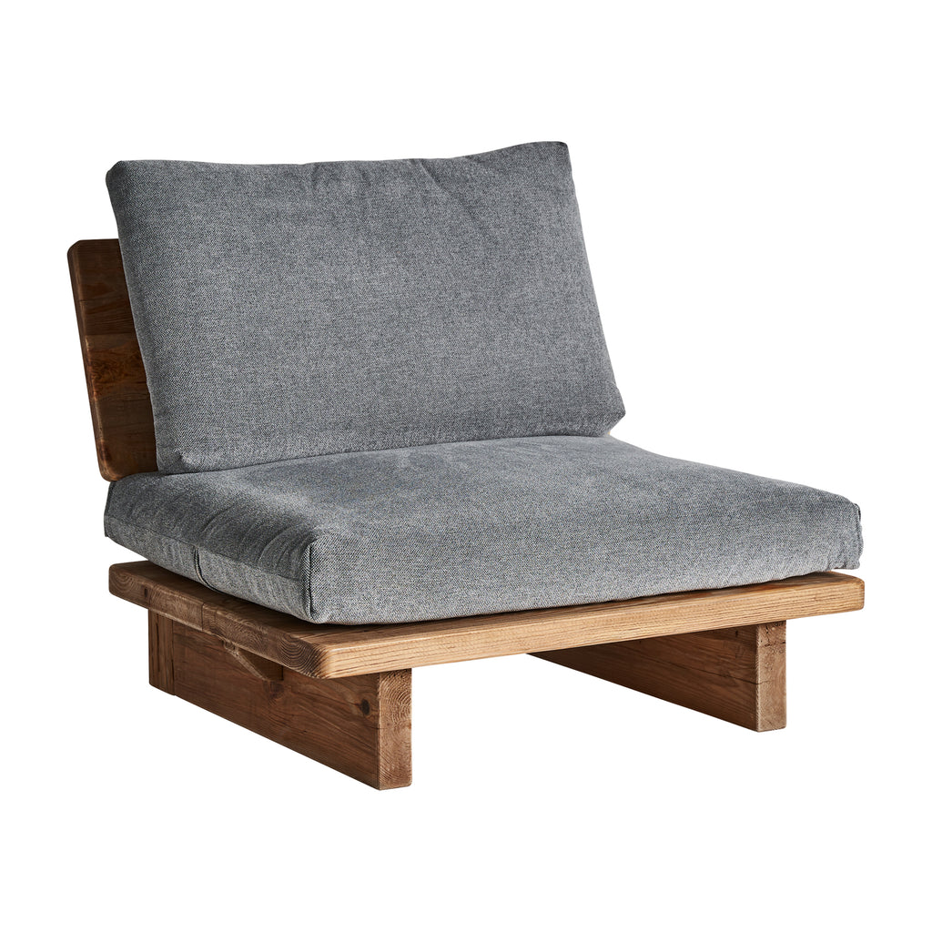 Handgefertigter Grauer Lounge Sessel Sessel ohne Armlehnen im Kolonial Stil 