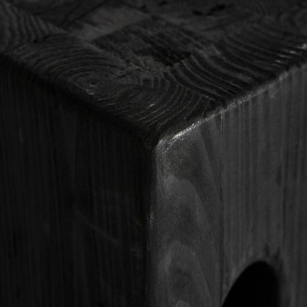 Handgefertigter Art-Deco-Beistelltisch aus Holz in Schwarz