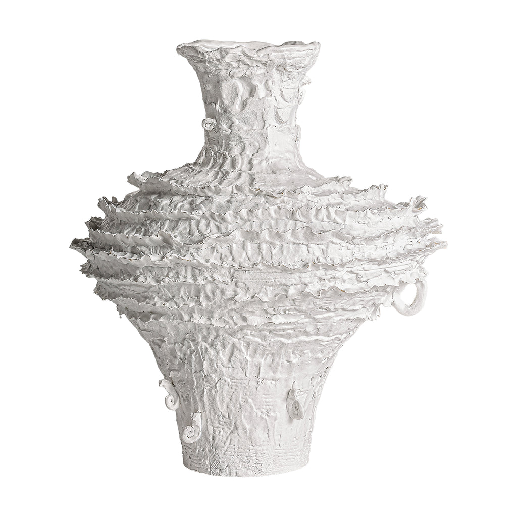 Weisse Vase aus Harz im Boho Design 