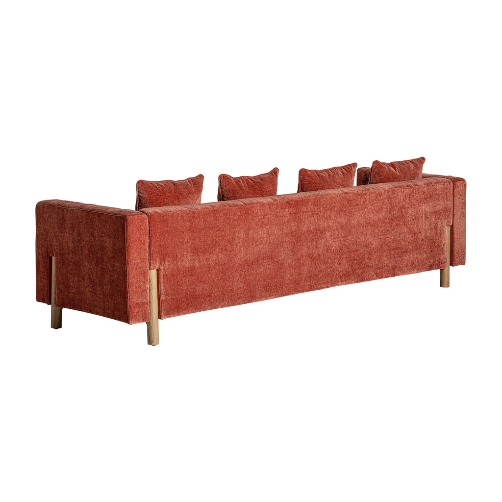Vier-Sitzer Art Deco Sofa in Burgund