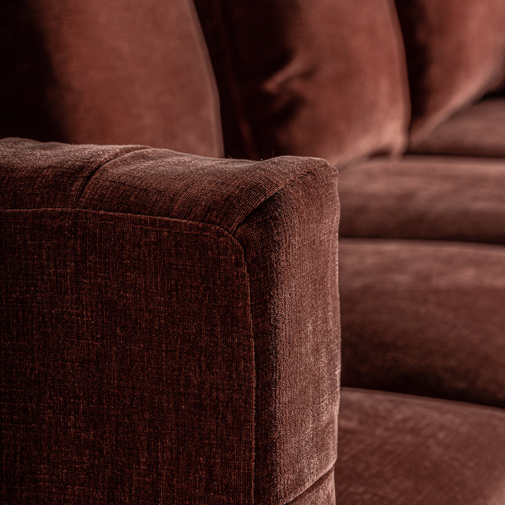Vier-Sitzer Art Deco Sofa in Burgund