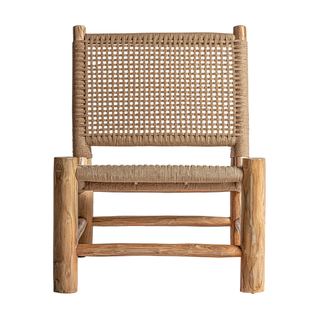 Handgefertigter Vintage Sessel aus Teakholz und Hanf