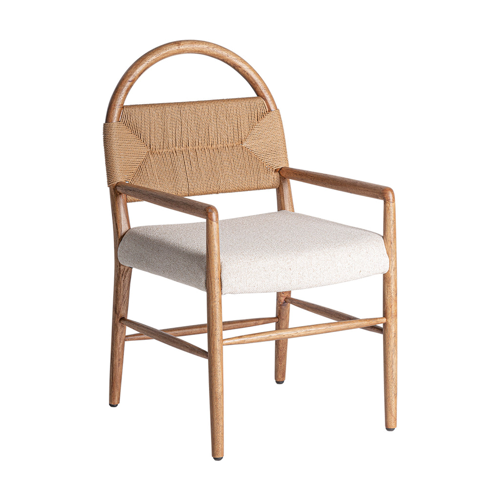 Stuhl mit Armlehnen aus Gummibaum- und Eschenholz