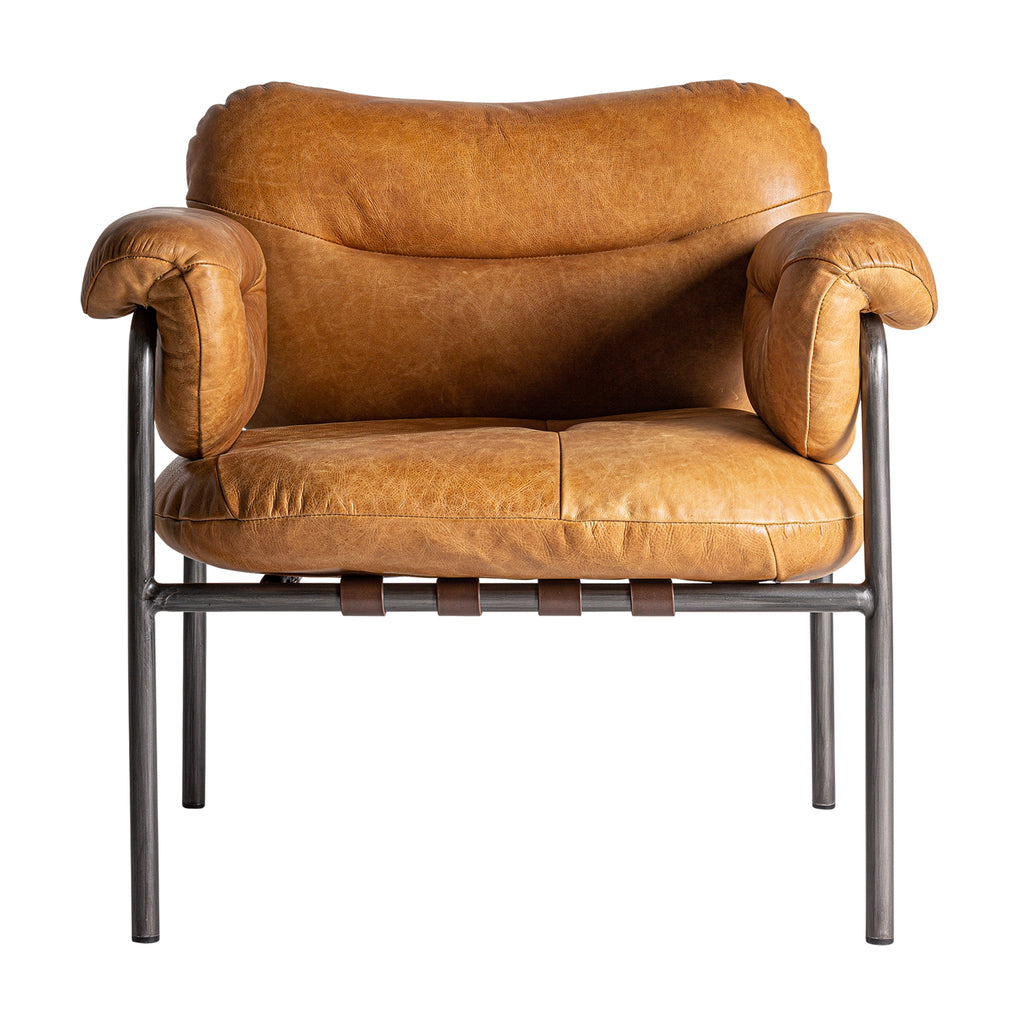 Vintage Sessel aus Leder in Schwarz und Natur