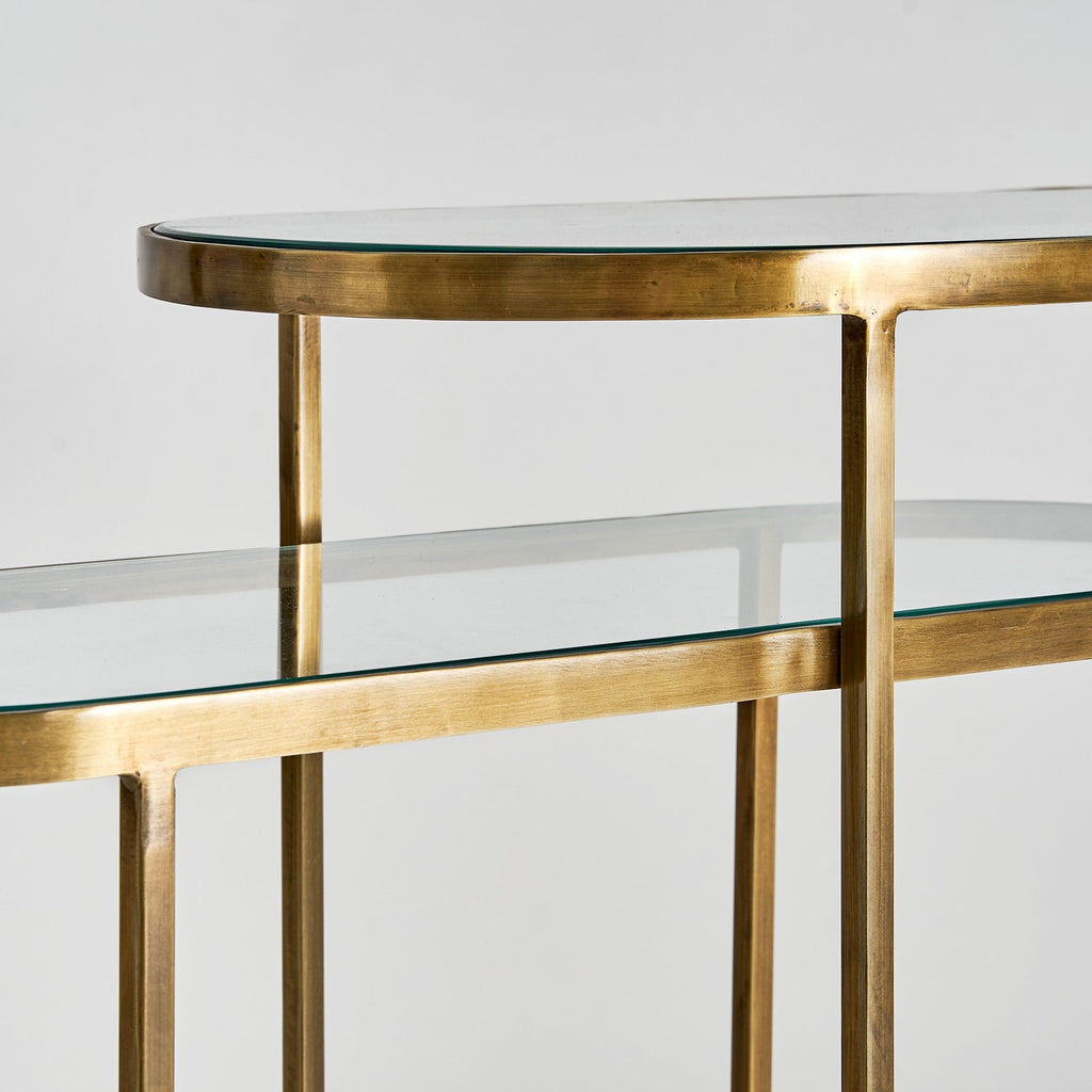 2er Set Konsole in Gold kombiniert mit Glasplatten - Maison Oudh