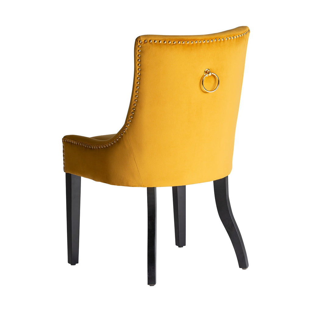 Esstisch-Stühle im 2er Set aus Ockerfarbenem Samt 