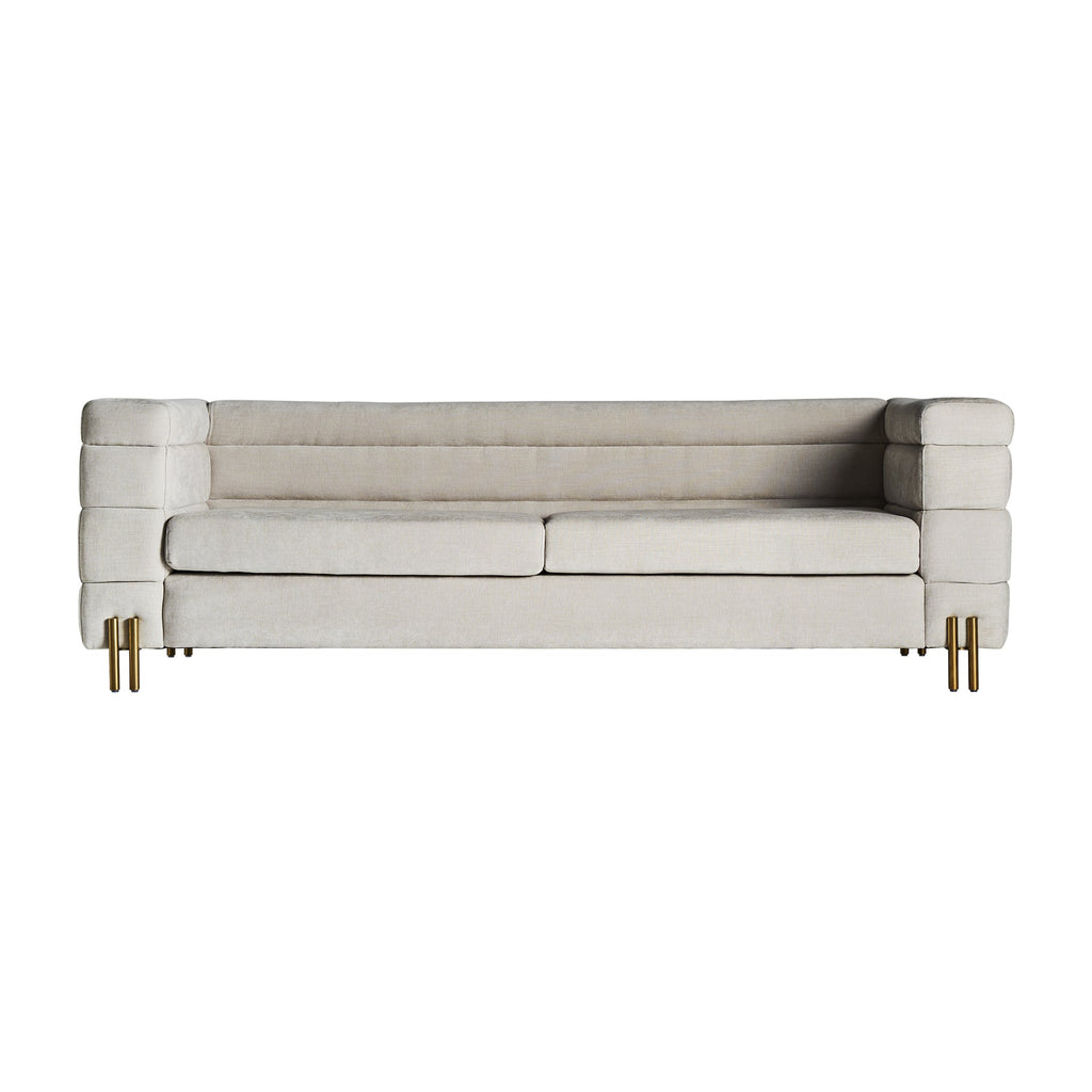 3-Sitzer Art-Deco-Sofa: Eleganz in Off White & Gold - Maison Oudh