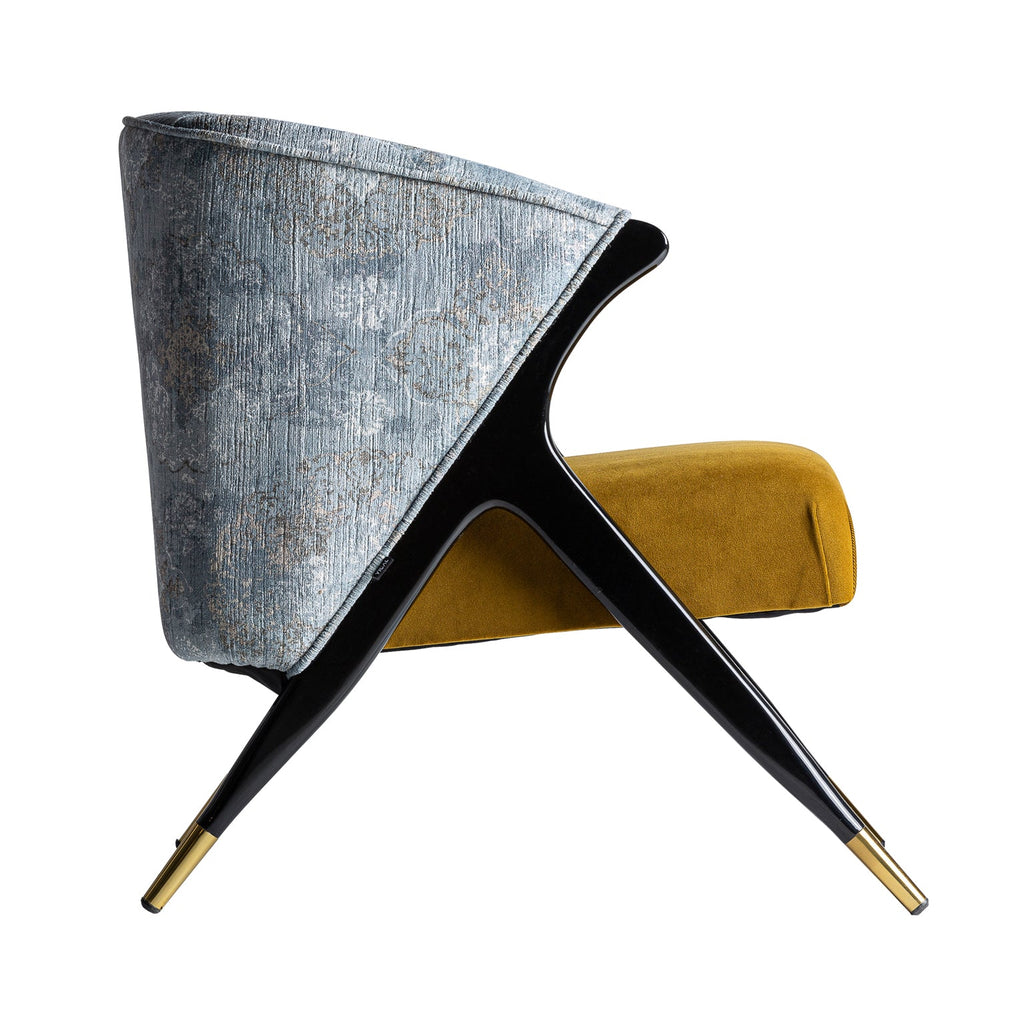 Art Deco Sessel aus Pinienholz mit edlem Samt bezogen - Maison Oudh