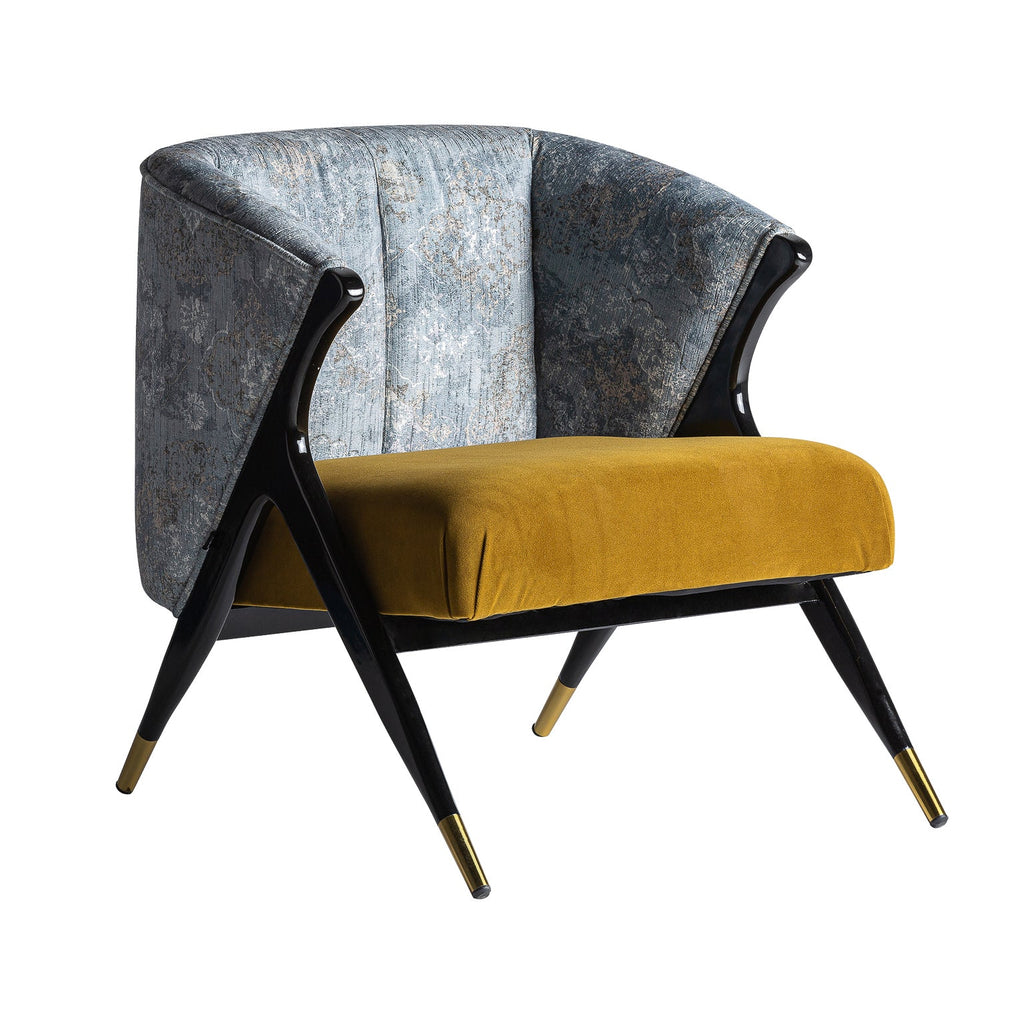 Art Deco Sessel aus Pinienholz mit edlem Samt bezogen - Maison Oudh