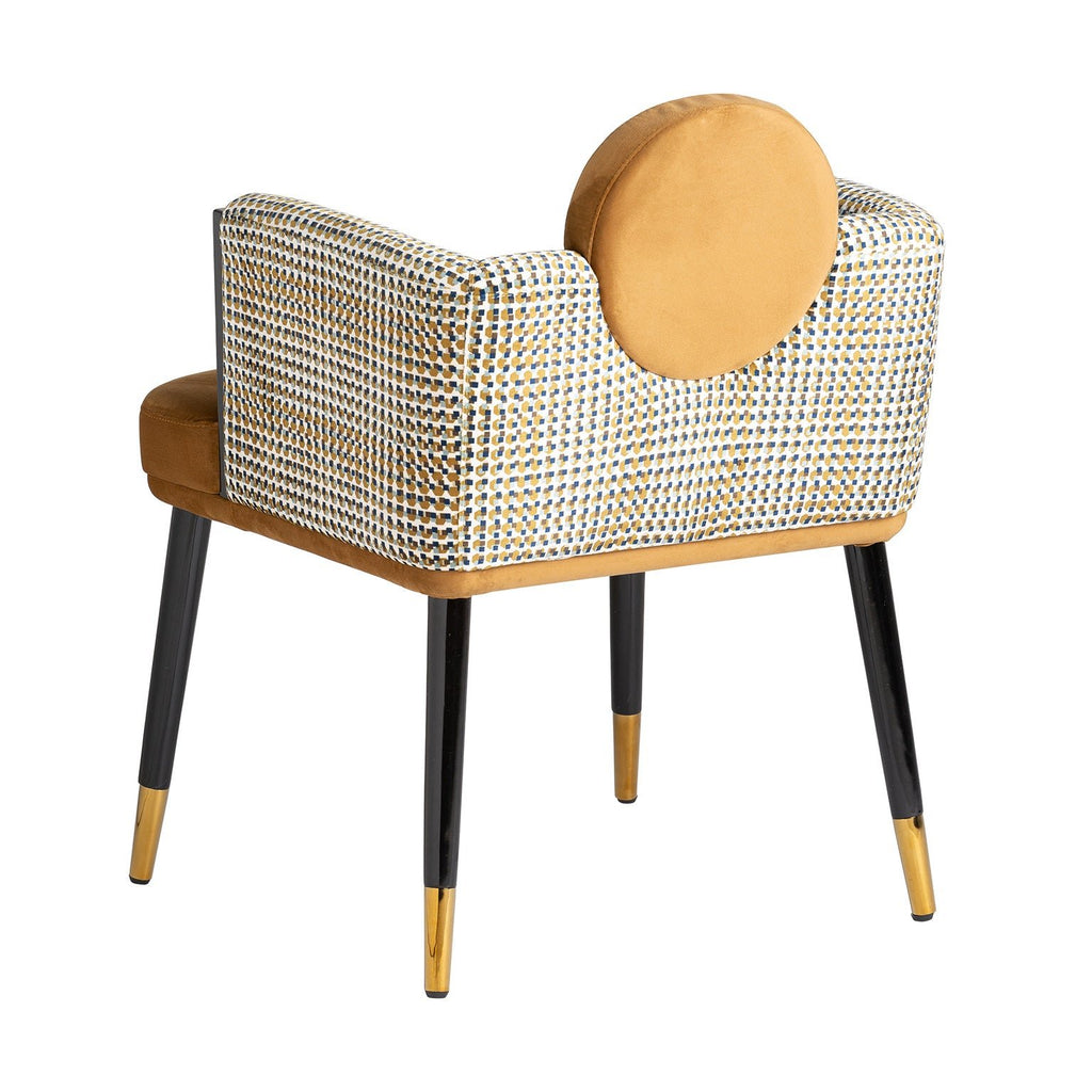 Art Deco Stuhl aus Walnussholz kombiniert mit ockerfarbenem Samt - Maison Oudh