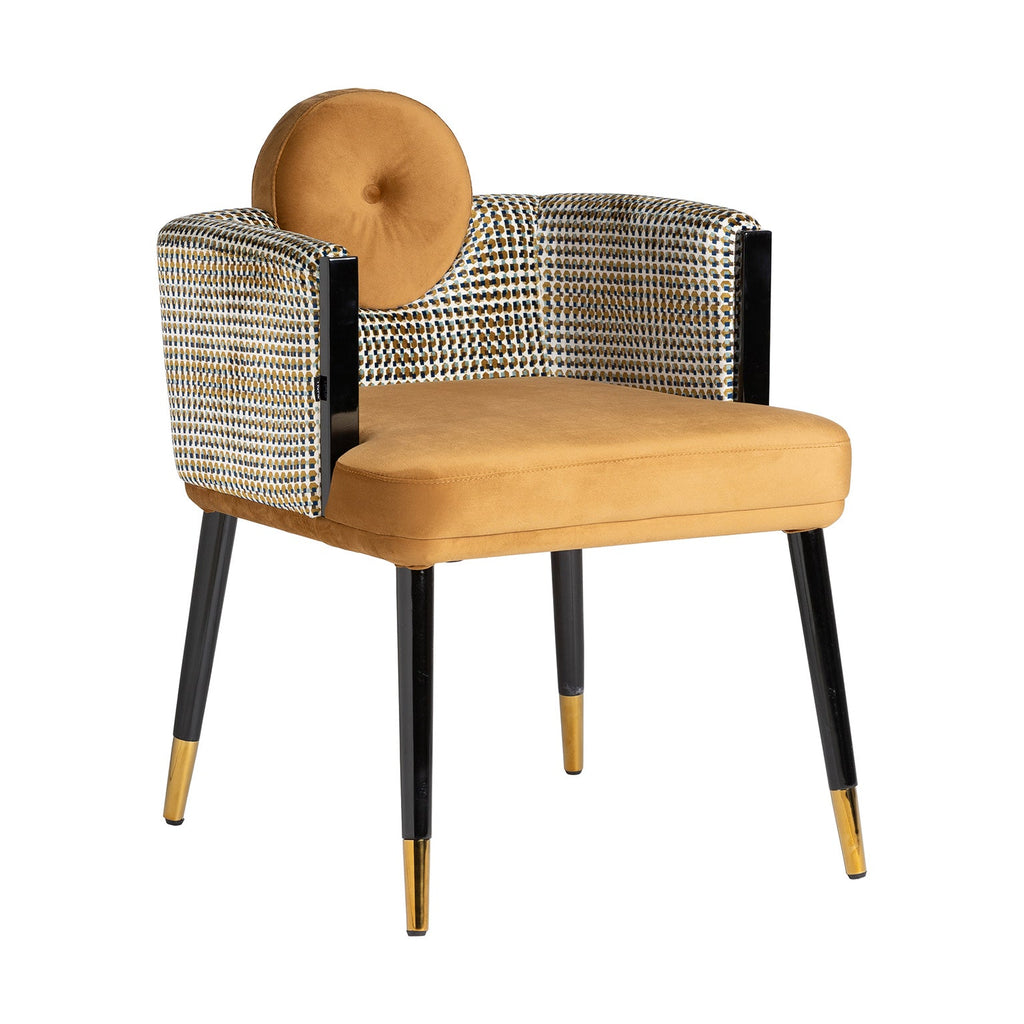 Art Deco Stuhl aus Walnussholz kombiniert mit Ockerfarbenem Samt - Maison Oudh
