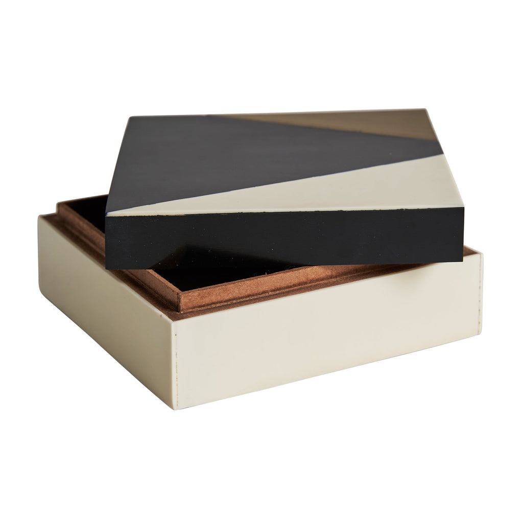 Aufbewahrungsbox mit Deckel aus Bone in Schwarz und Ivory - Maison Oudh