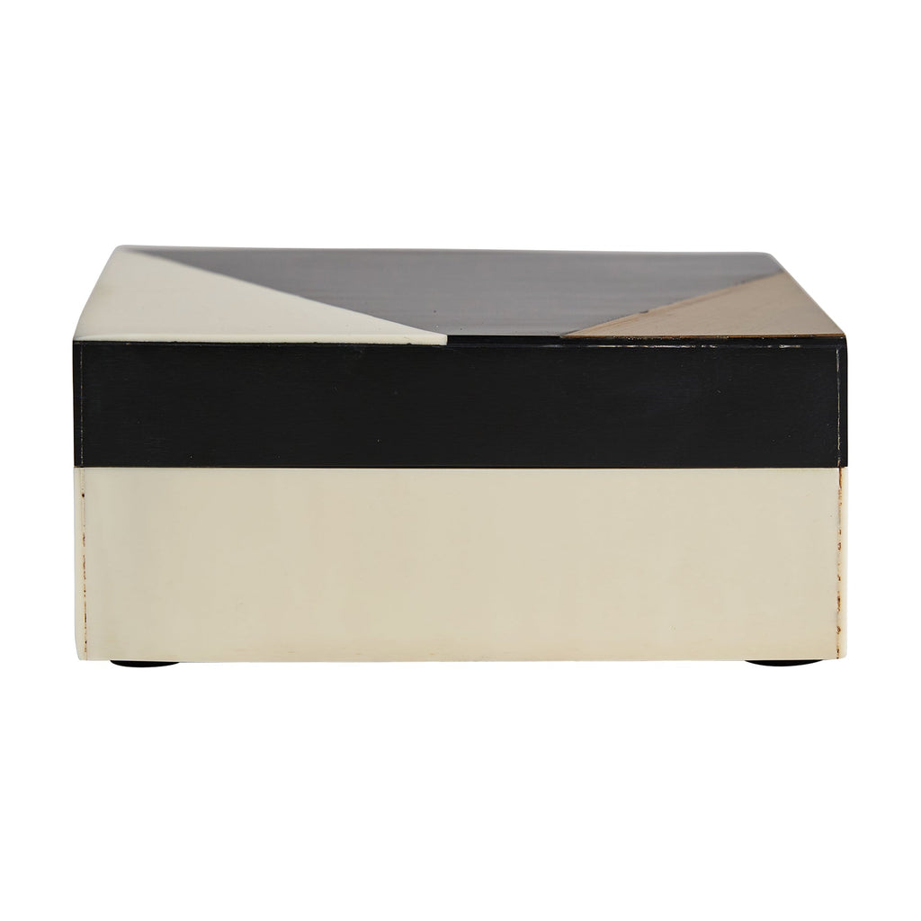 Aufbewahrungsbox mit Deckel aus Bone in Schwarz und Ivory - Maison Oudh