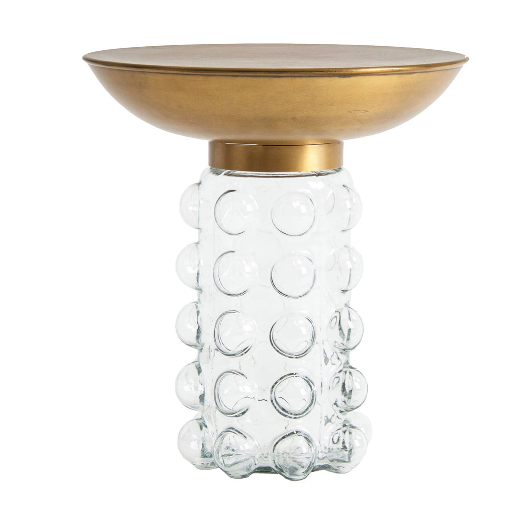 Beistelltisch aus Glas kombiniert mit einer Tischplatte aus goldenem Messing - Maison Oudh