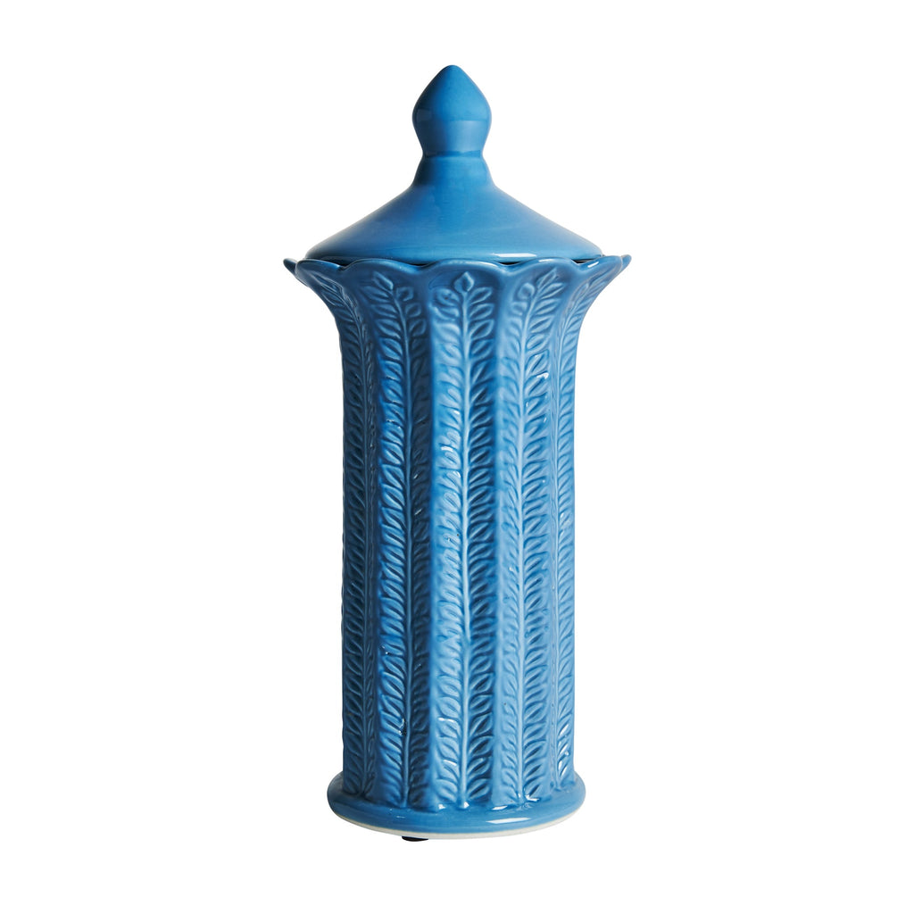 Blaue Vase aus Keramik m it Deckel small - Maison Oudh
