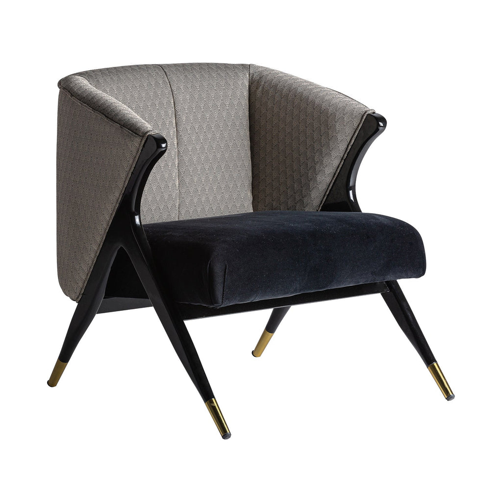 Blauer Design Sessel aus Pinienholz bezogen mit edlem Samt - Maison Oudh