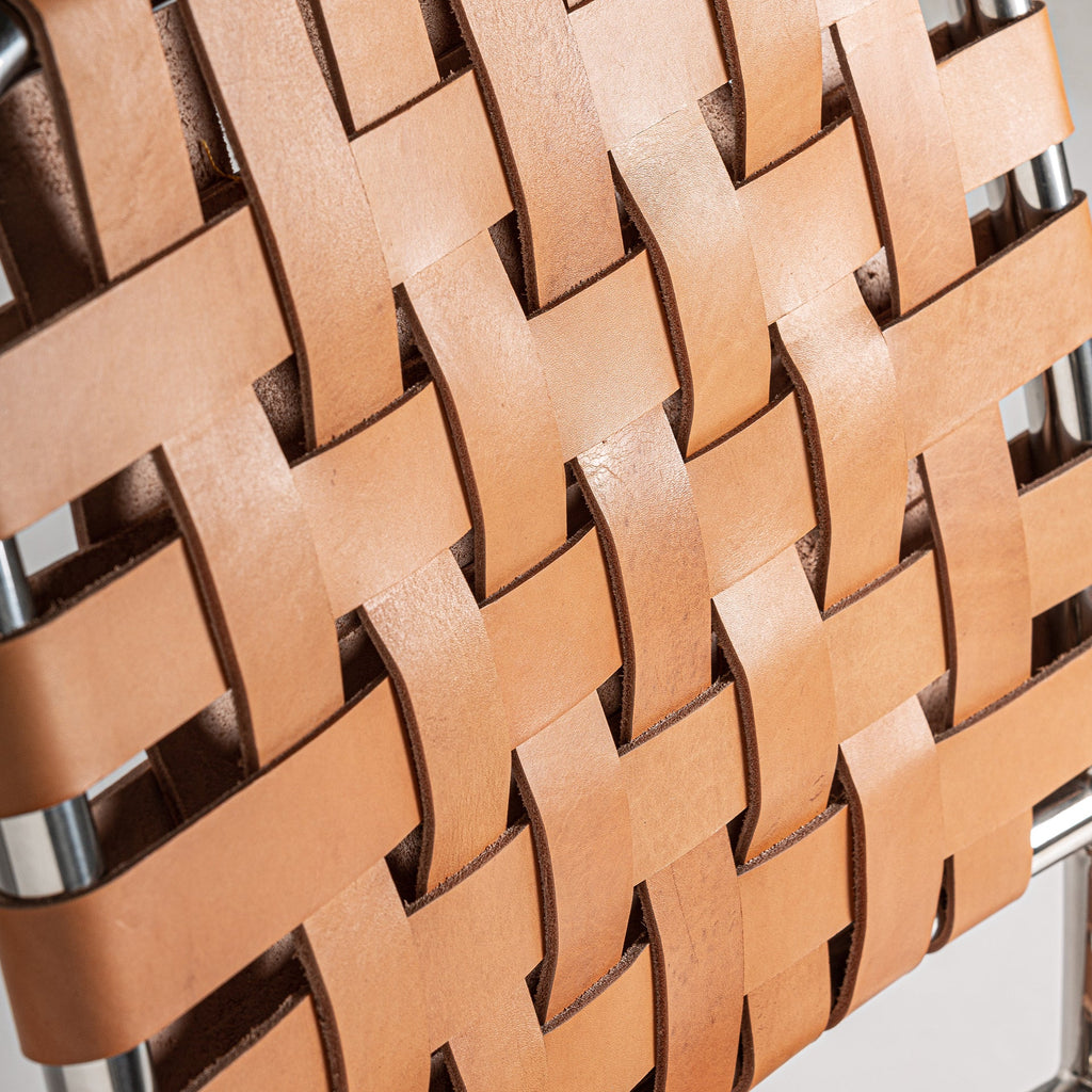 Brauner Contemporary Stuhl mit Ledergeflecht - Maison Oudh