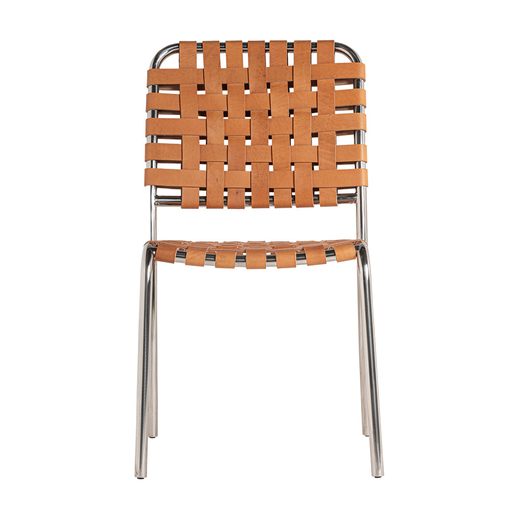 Brauner Contemporary Stuhl mit Ledergeflecht - Maison Oudh