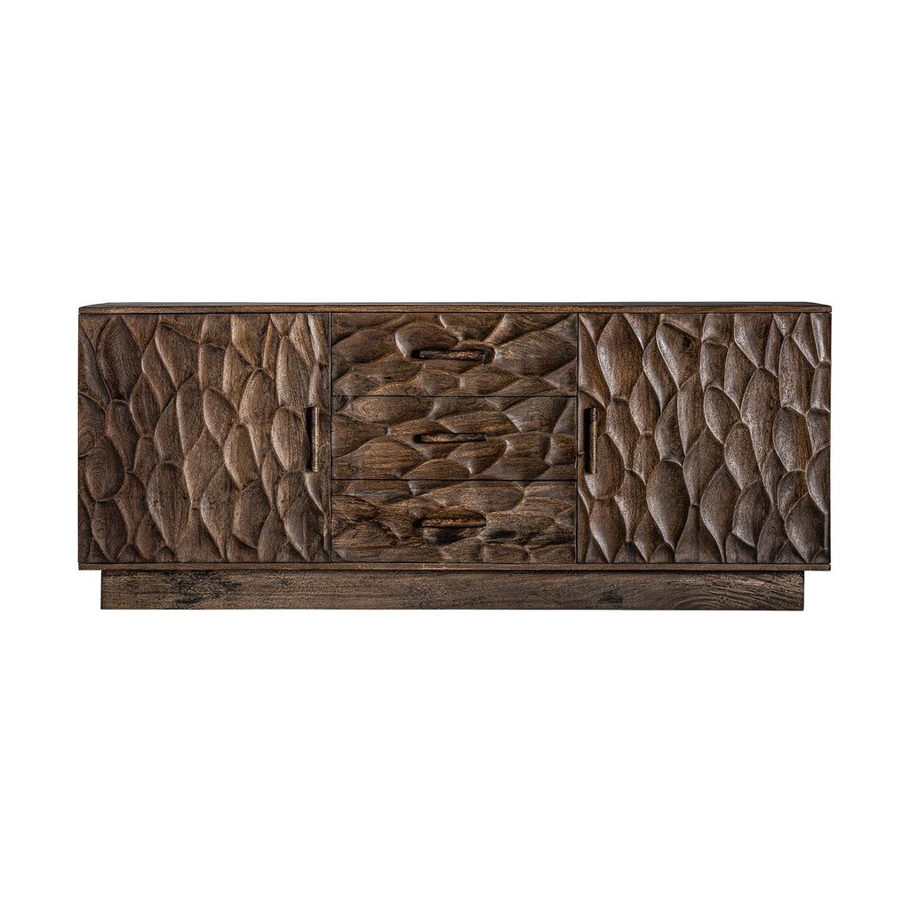 Braunes Sideboard aus Mangoholz mit dekorativen Türen und Schubladen - Maison Oudh