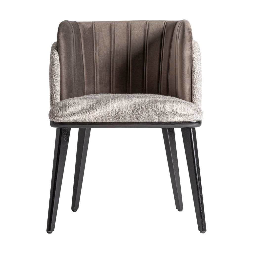 Contemporary Stuhl aus Gummibaumholz mit grauer Samtpolsterung - Maison Oudh