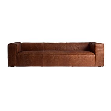 Design Sofa mit braunem Leder bezogen - Maison Oudh