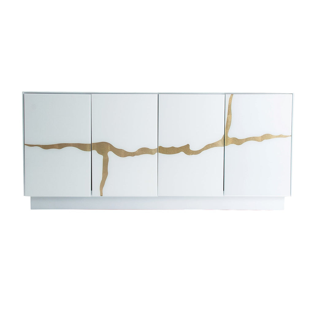 Designer Sideboard in Weiss mit goldenen Details - Maison Oudh