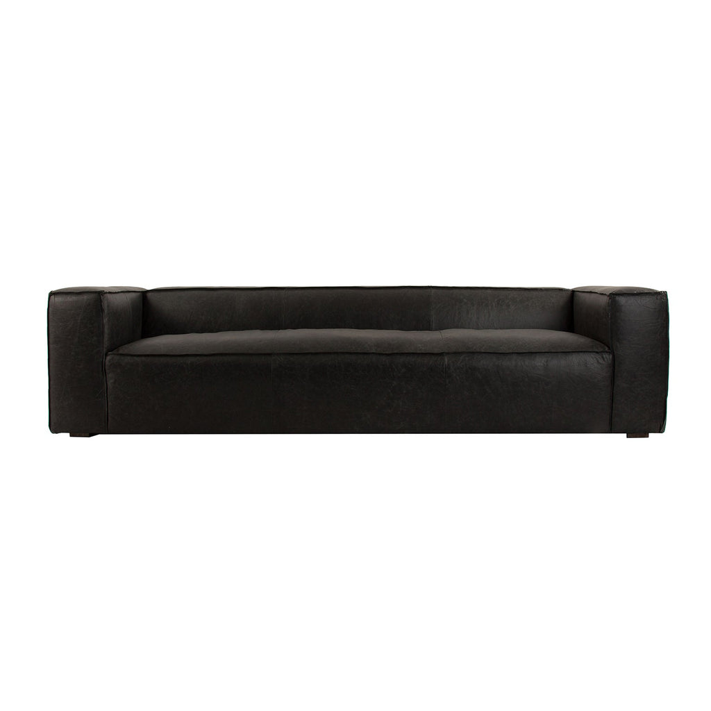 Designer Sofa mit schwarzem Leder bezogen - Maison Oudh