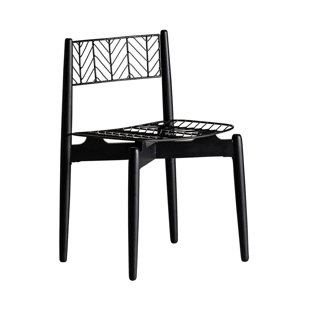 Designer Stuhl Plisse im 2er Set aus Mahagoniholz in Schwarz - Maison Oudh