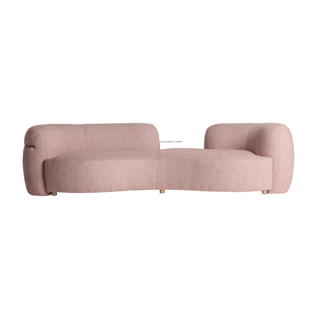 Dreisitzer Art Deco Sofa in Pale Pink mit Integriertem Tisch - Maison Oudh