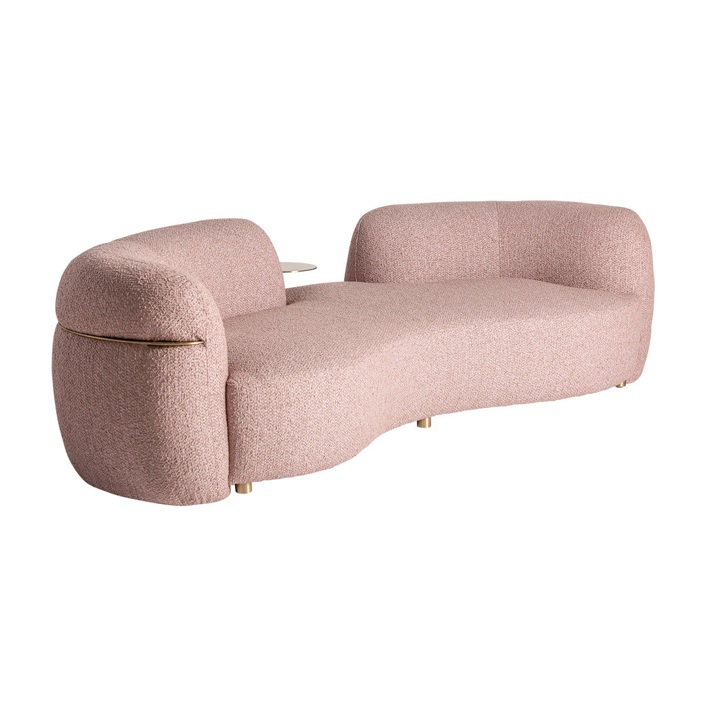 Dreisitzer Art Deco Sofa in Pale Pink mit Integriertem Tisch - Maison Oudh
