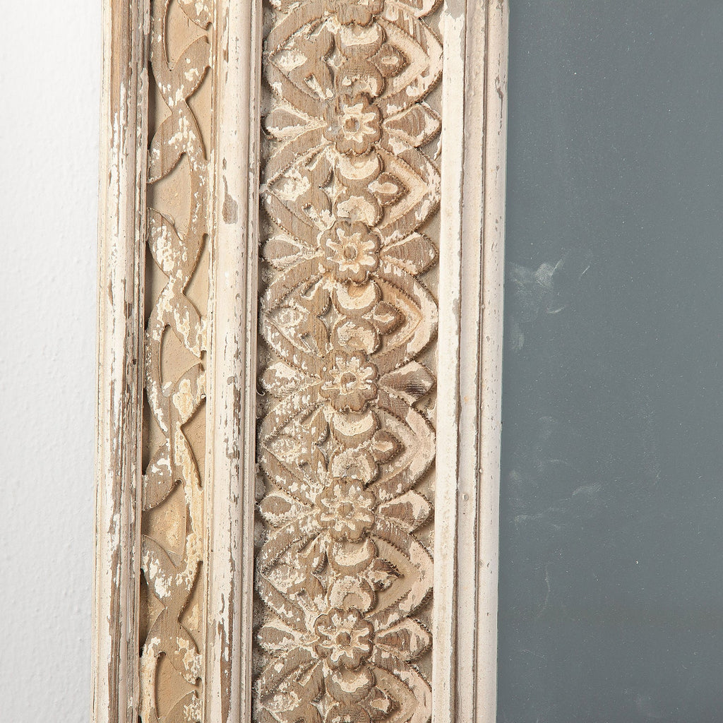 Eckiger Spiegel in Beige kombiniert mit Tannenholz - Maison Oudh