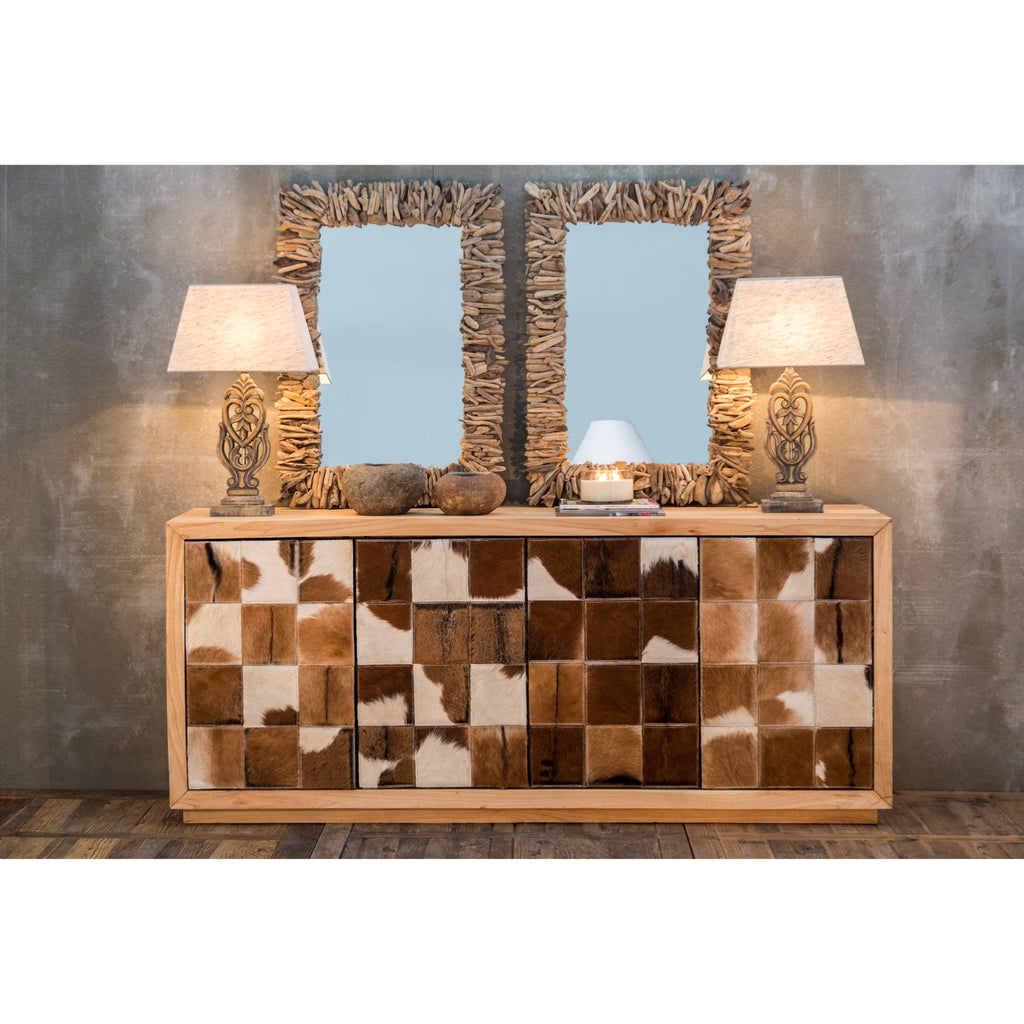 Eckiger Spiegel in einem Rahmen aus Tropenholz - Maison Oudh