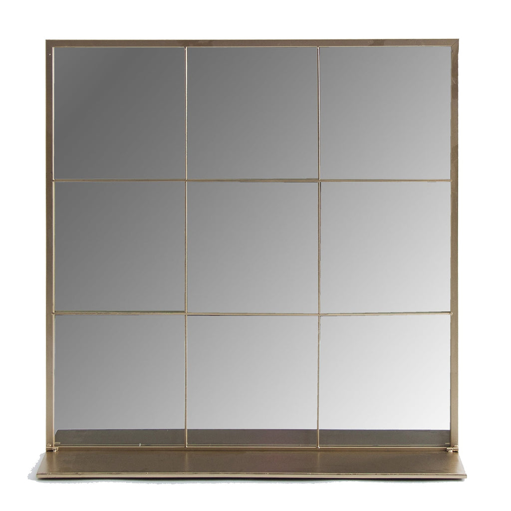 Eckiger Spiegel in Gold mit einer Ablage - Maison Oudh