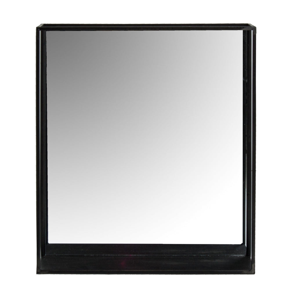 Eckiger Spiegel in Schwarz mit einer Ablagefläche im Industrial Design - Maison Oudh