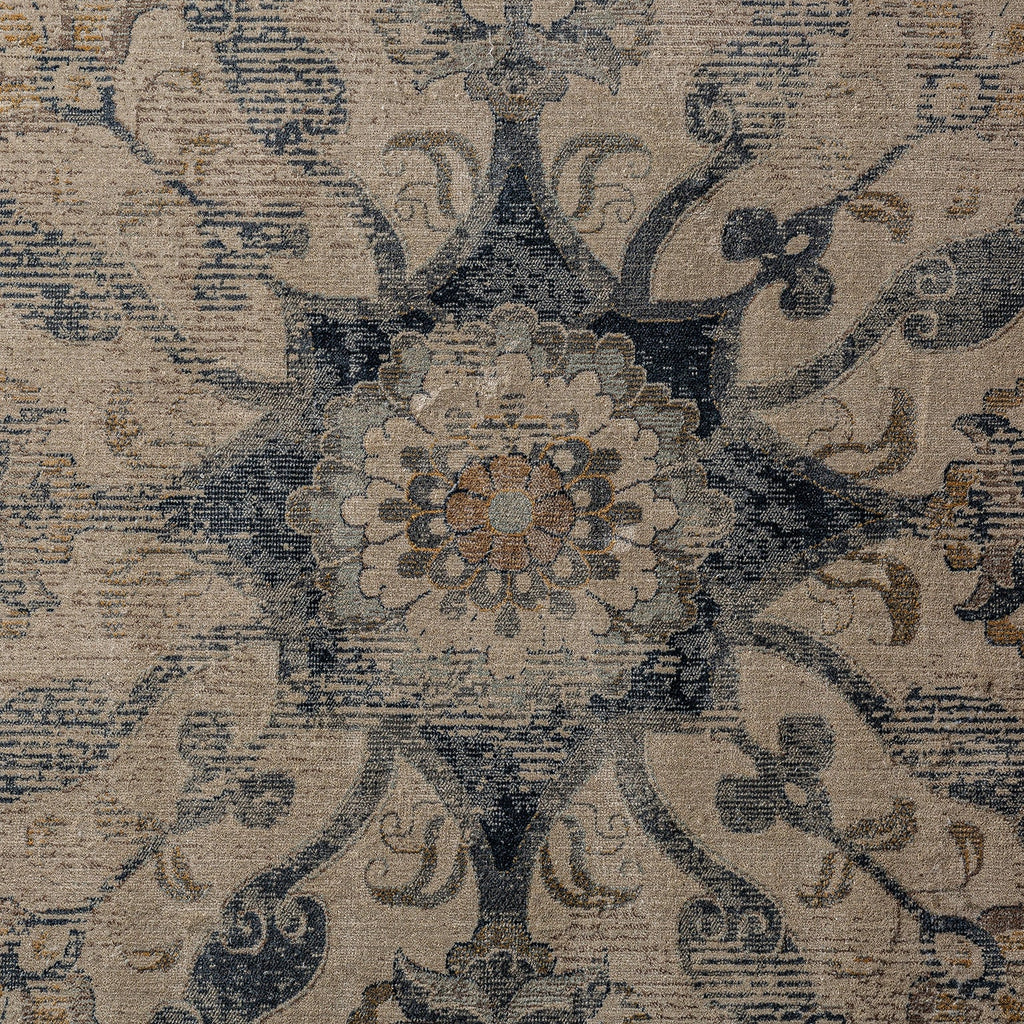 Edler Viskose-Teppich im Klassischen Stil – Harmonie in Blau, Grau & Beige - Maison Oudh