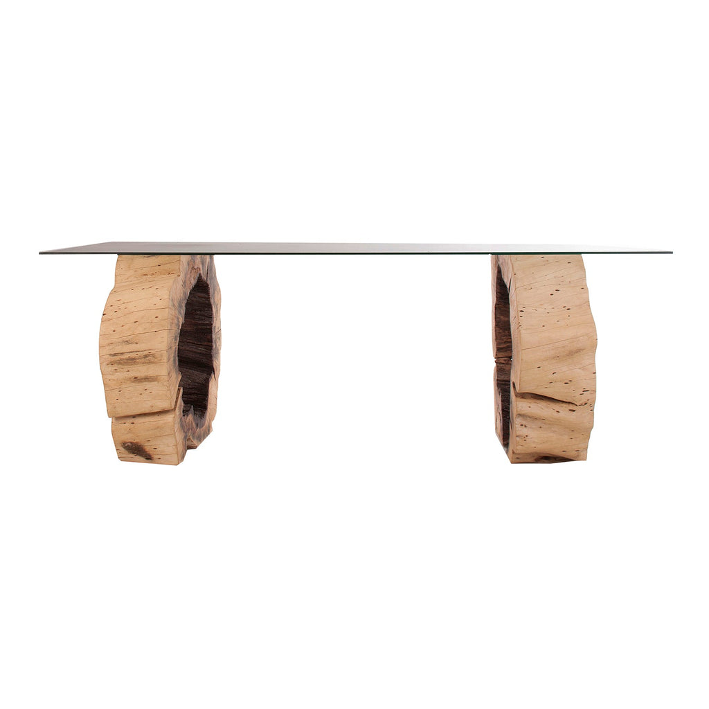 Esstisch aus Suarholz kombiniert mit einer Glasplatte - Maison Oudh