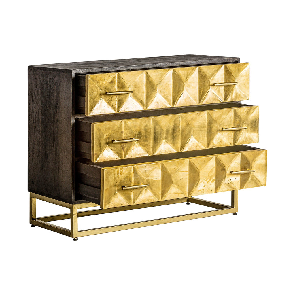 Goldene Kommode aus Mangoholz und Messing im Art Deco Stil - Maison Oudh