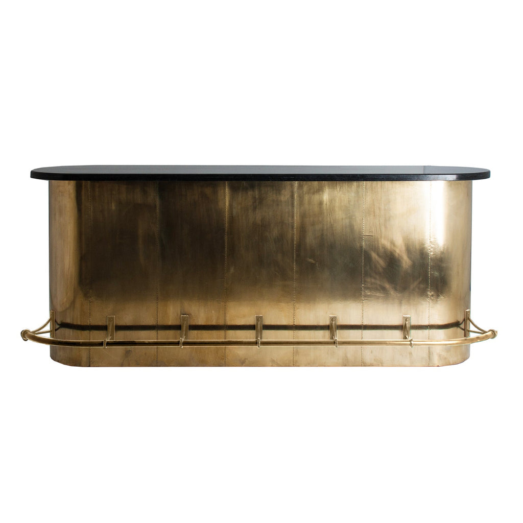 Goldene Theke im Art Deco Stil aus Messing kombiniert mit dunklem Marmor - Maison Oudh
