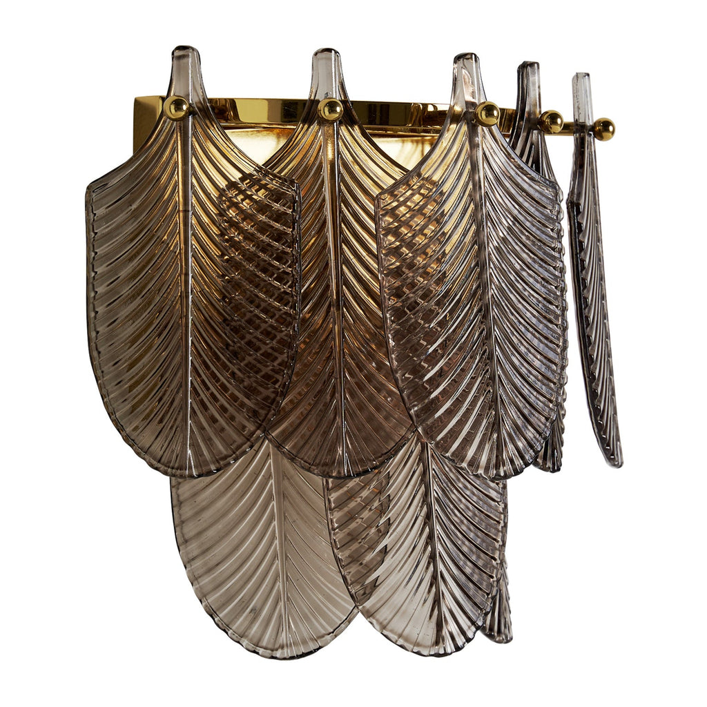 Goldene Wandleuchte aus Eisen und Messing kombiniert mit Glas - Maison Oudh