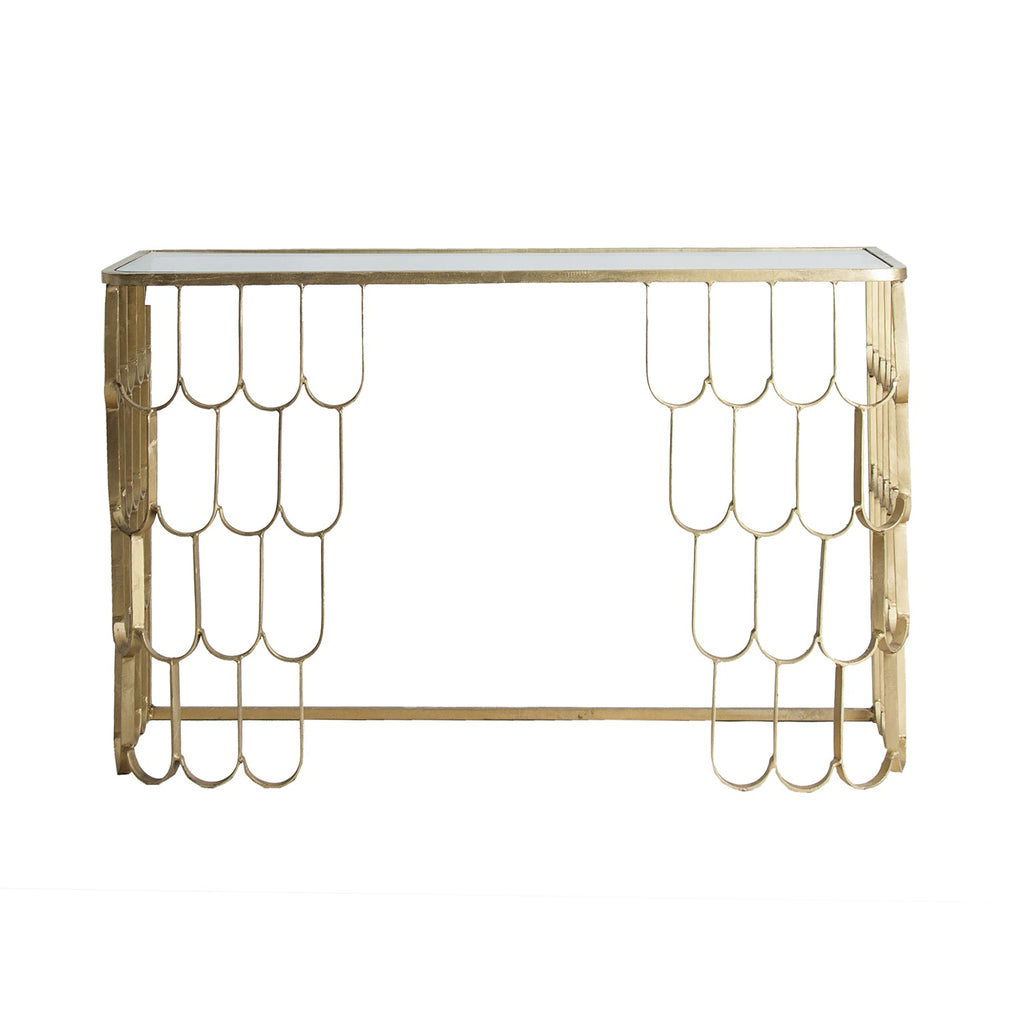 Goldener Schreibtisch kombiniert mit einer Glasplatte - Maison Oudh