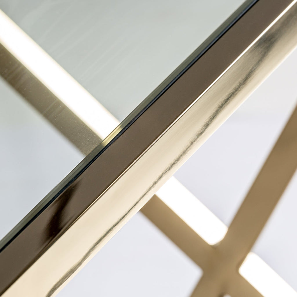 Goldener Schreibtisch kombiniert mit einer transparenten Glasplatte - Maison Oudh