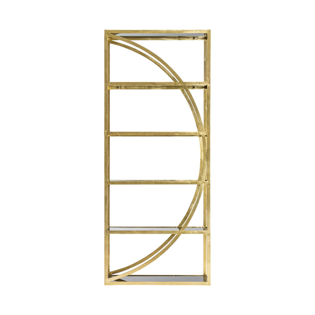 Goldenes Regal aus Eisen kombiniert mit Glasplatten - Maison Oudh