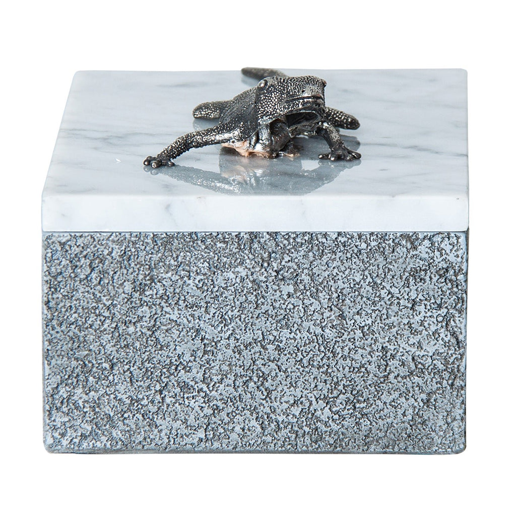 Graue Box aus Marmor mit einem dekorativen Deckel -small- - Maison Oudh