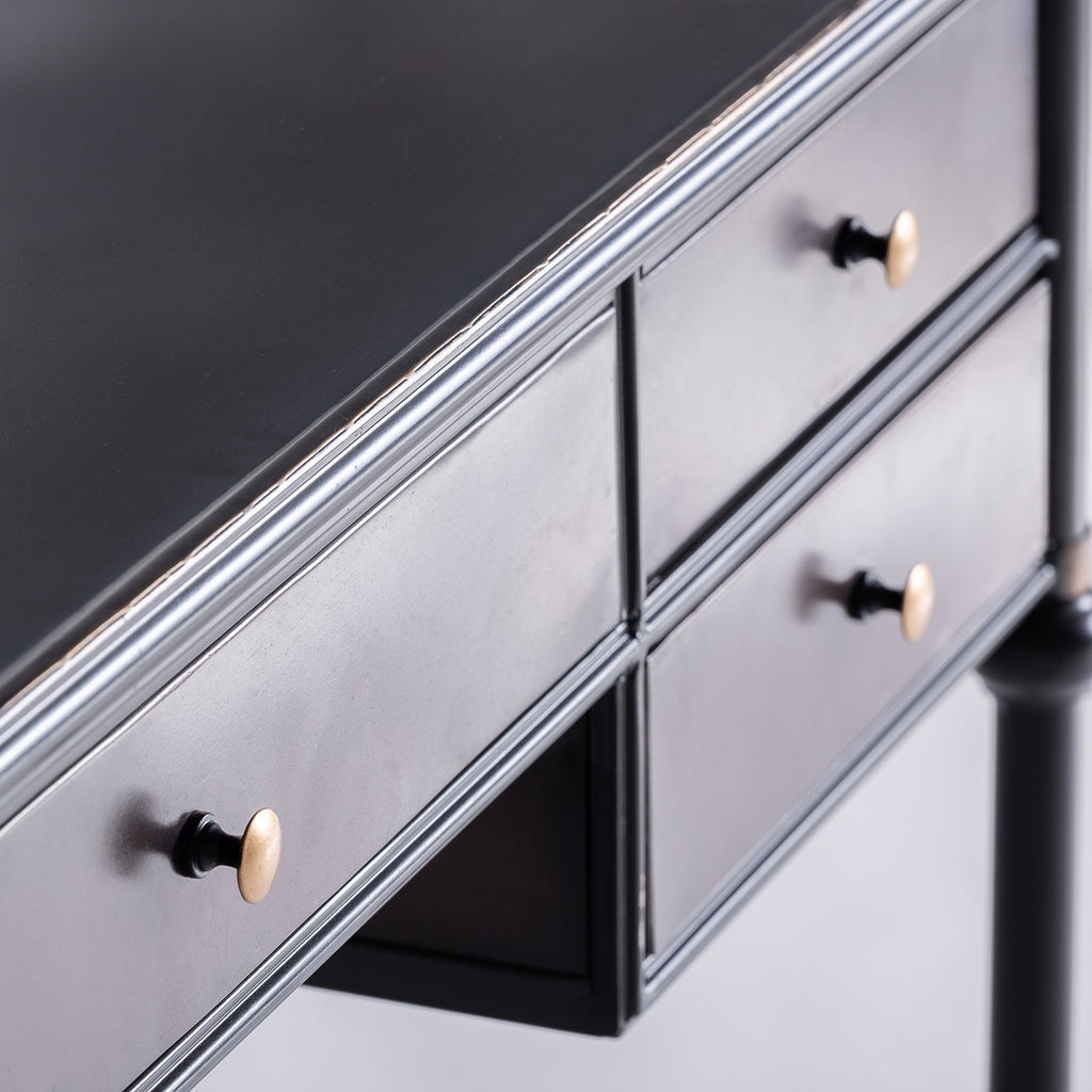 Grauer Schreibtisch aus Eisen mit Schubladen - Maison Oudh