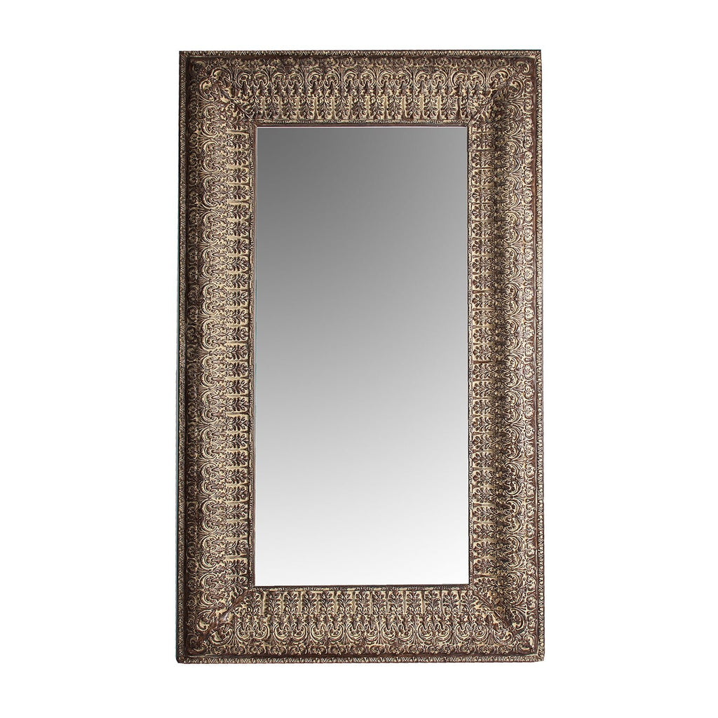 Grauer Spiegel mit einem dekorativen Rahmen - Maison Oudh