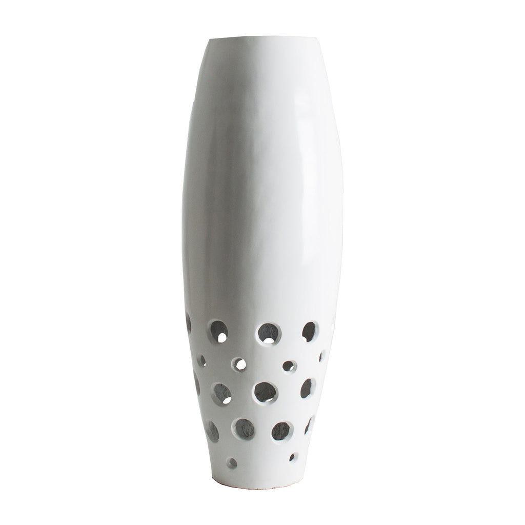 Große Amphore in Weiss aus Keramik - Maison Oudh