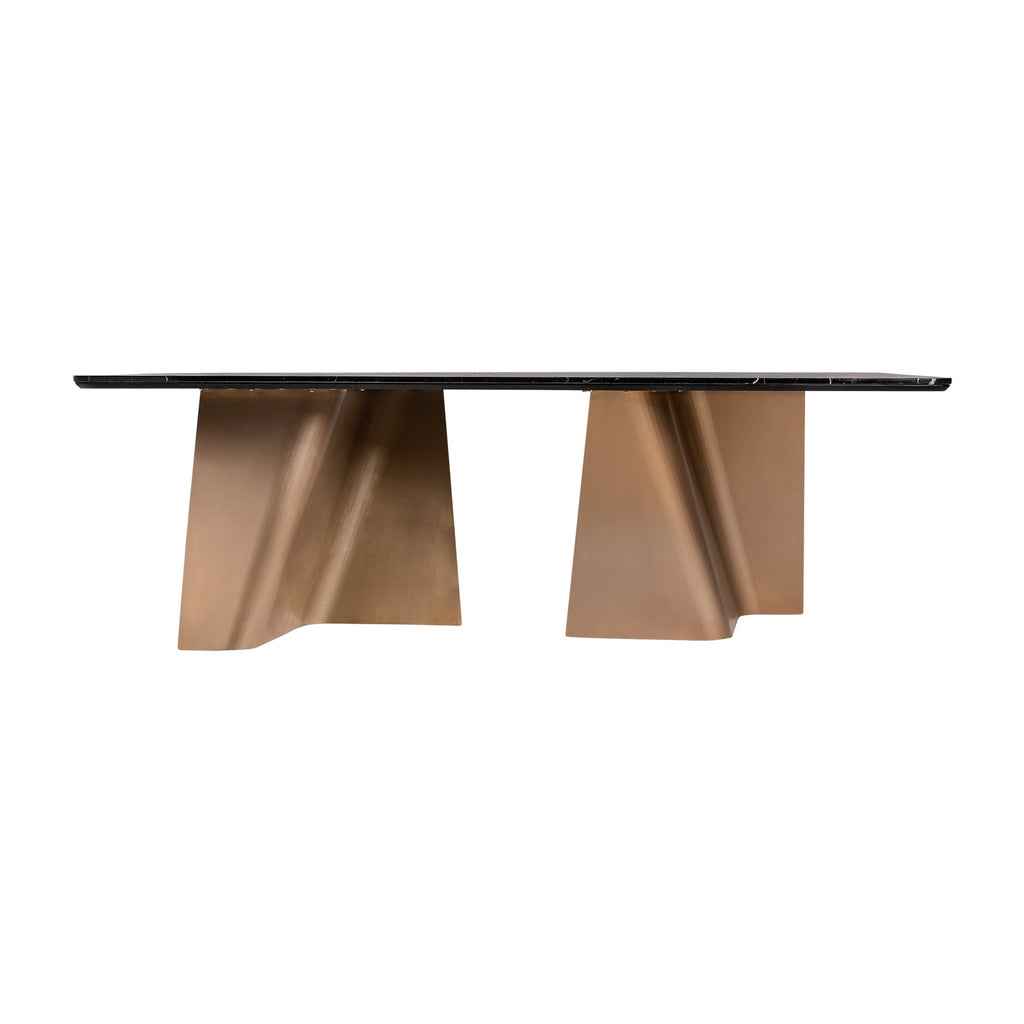 Grosser Esstisch aus schwarzem Marmor veredelt mit golden Tischbeinen aus Stahl - Maison Oudh
